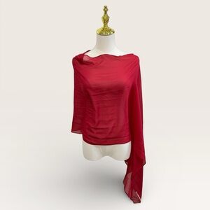 Eileen Fisher Scarlet Red Sheer Silk Georgette Chiffon Wrap One Size $138 NWT
